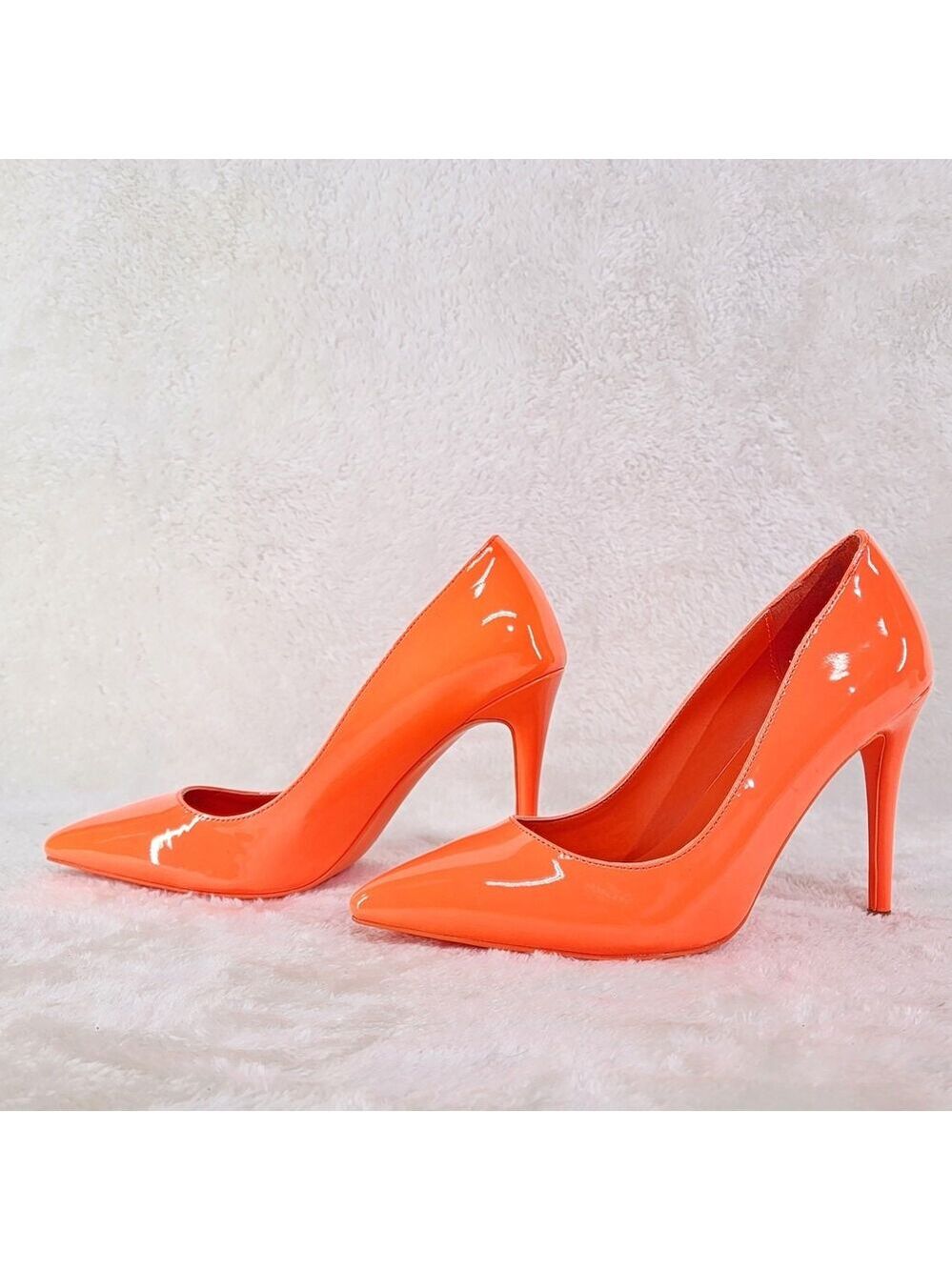 NIB Fabio Neon Orange Patent 4" High Heel Shoes Pointy Toe Pump US Ladies 7-13 - Picture 7 of 9
